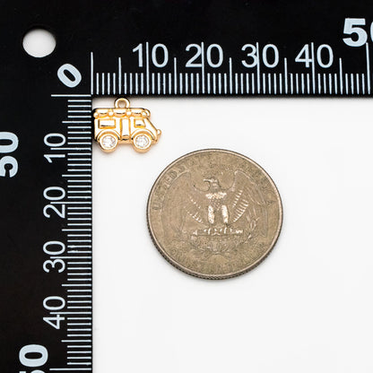 4pcs CZ Pave Gold Car Charm 12x11mm, Real Gold plated Brass Cute Car Pendants (GB-713-A)