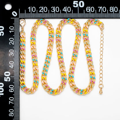 Gold plated Brass Curb Chains, Finished Enamel Bracelet/ Anklet/ Necklace with Extender Chain, Ready to Wear (#LK-594)