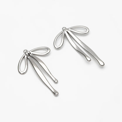10pcs Gold/ Silver Bowknot Charms, 18K Gold/ Rhodium plated Brass Christmas Pendant (#GB-2745-F)