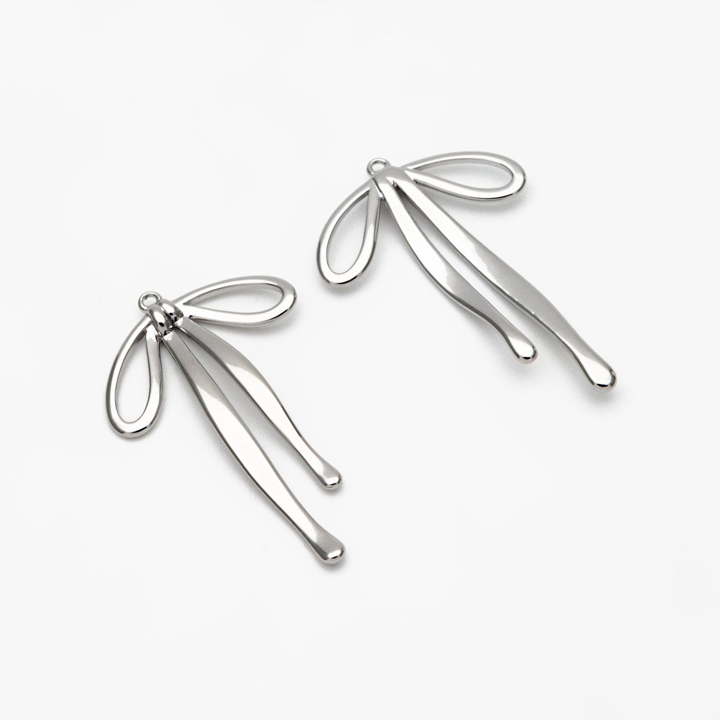 10pcs Gold/ Silver Bowknot Charms, 18K Gold/ Rhodium plated Brass Christmas Pendant (#GB-2745-F)