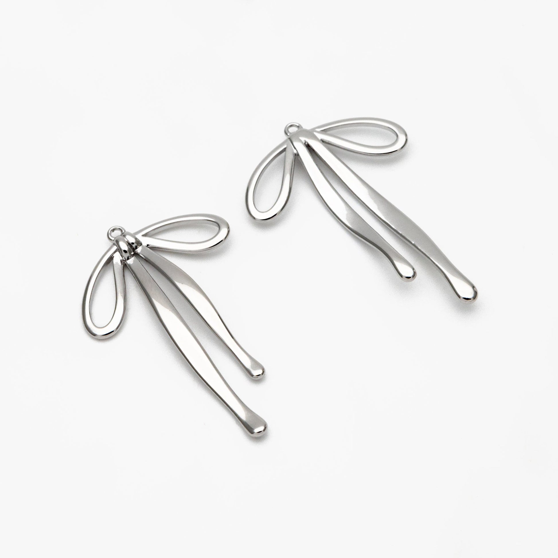 10pcs Gold/ Silver Bowknot Charms, 18K Gold/ Rhodium plated Brass Christmas Pendant (#GB-2745-F)