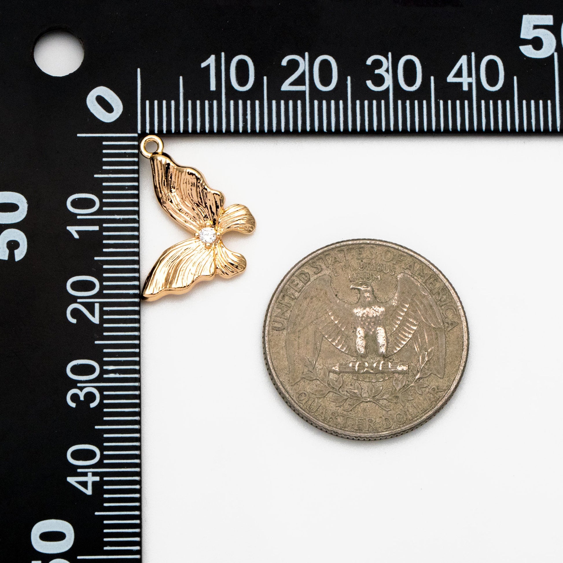 4pcs CZ Pave Gold Butterfly Charm Pendants, Jewelry Findings, Wholesale Supplies (GB-3561-D)