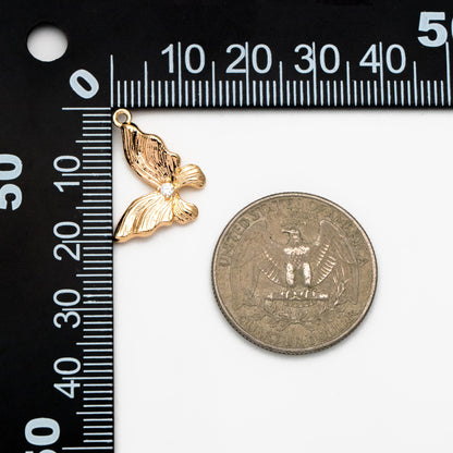4pcs CZ Pave Gold Butterfly Charm Pendants, Jewelry Findings, Wholesale Supplies (GB-3561-D)