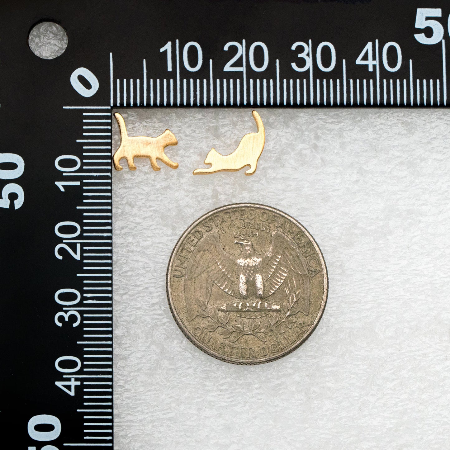 10pcs Gold/ Silver Cat Asymmetry Earrings, Gold/ Rhodium Plated Brass Minimalist Stud Earrings (GB-4094-A)