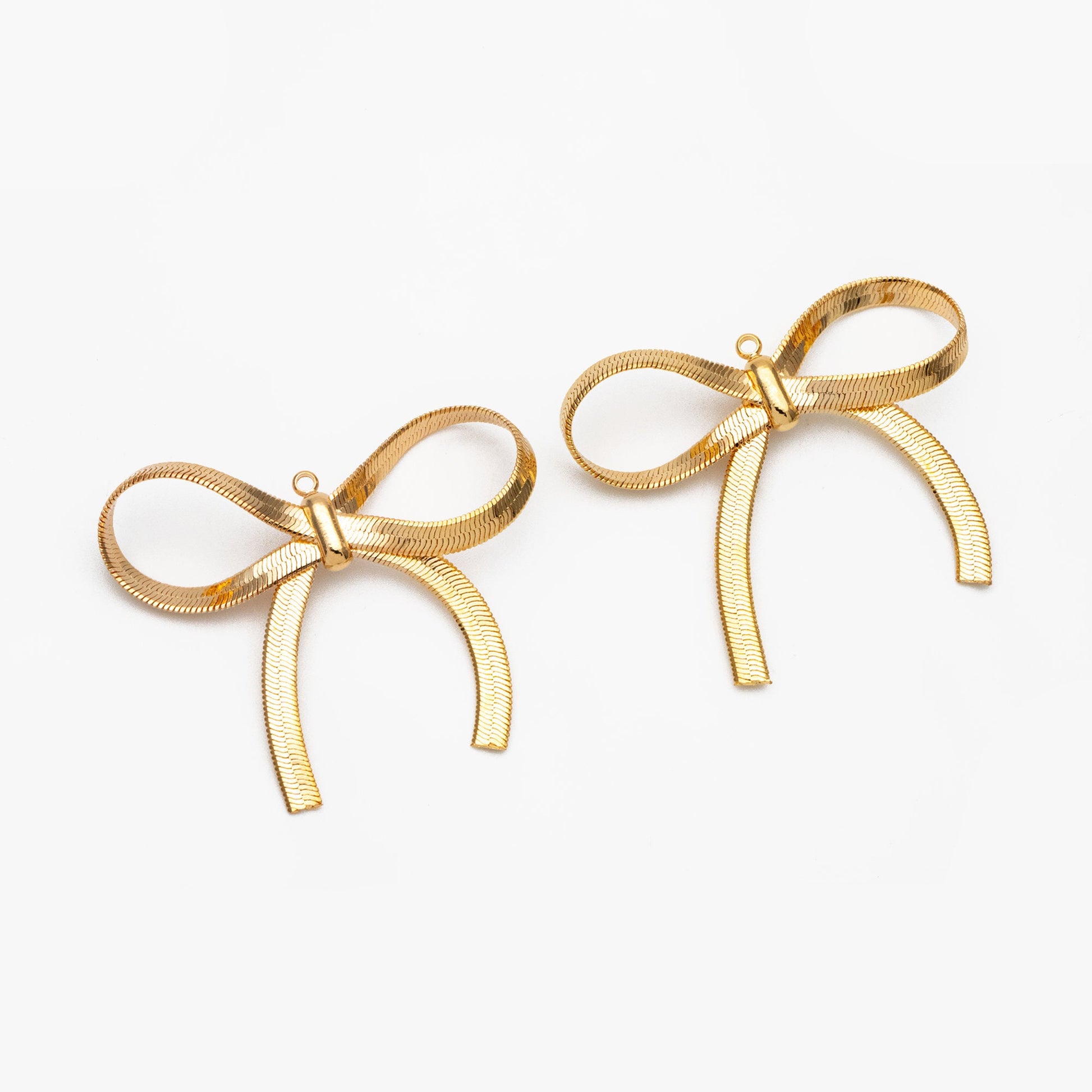 10pcs Gold/ Rhodium plated Bowknot Charms, Large Bow Knot Pendants 35x37mm (#GB-2745-G)