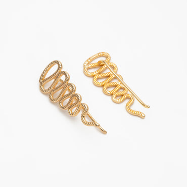 4pcs Gold Rope Ear Climber 26x11mm, 18K Gold plated Brass Ear Crawler (GB-4213)
