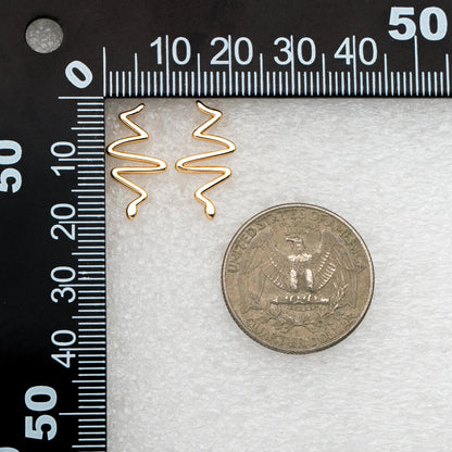 10pcs Gold ZigZag Earrings 19x10mm, Gold Plated Brass, Minimalist Snake Stud Earrings (GB-4215)