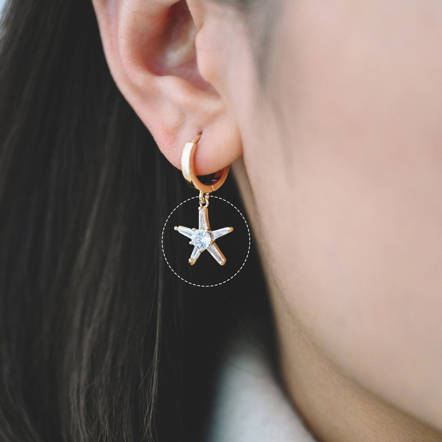 10pcs CZ Pave Gold Star Charms 15mm, Real 18K Gold plated Brass Starfish Pendants , Color Not Easily Tarnish (GB-162-N)