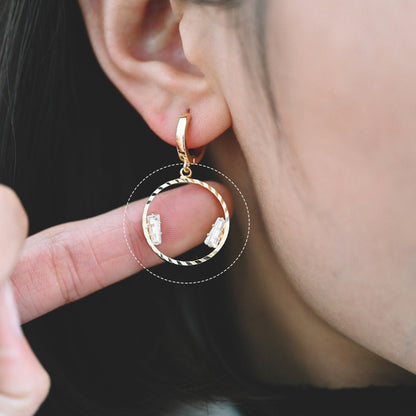 10pcs Gold Round Circle Charms 24x21mm, CZ pave Ring Pendants, Lead Nickel Free (GB-410)