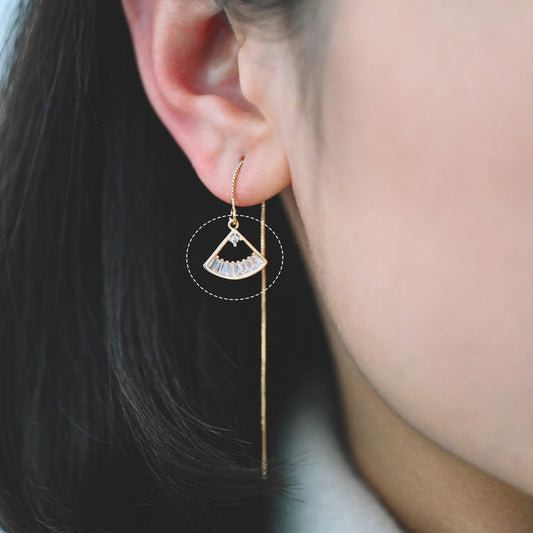 10pcs CZ Pave Gold Fan Shaped Charm 13x11mm, 18K Gold plated on Brass (GB-687)