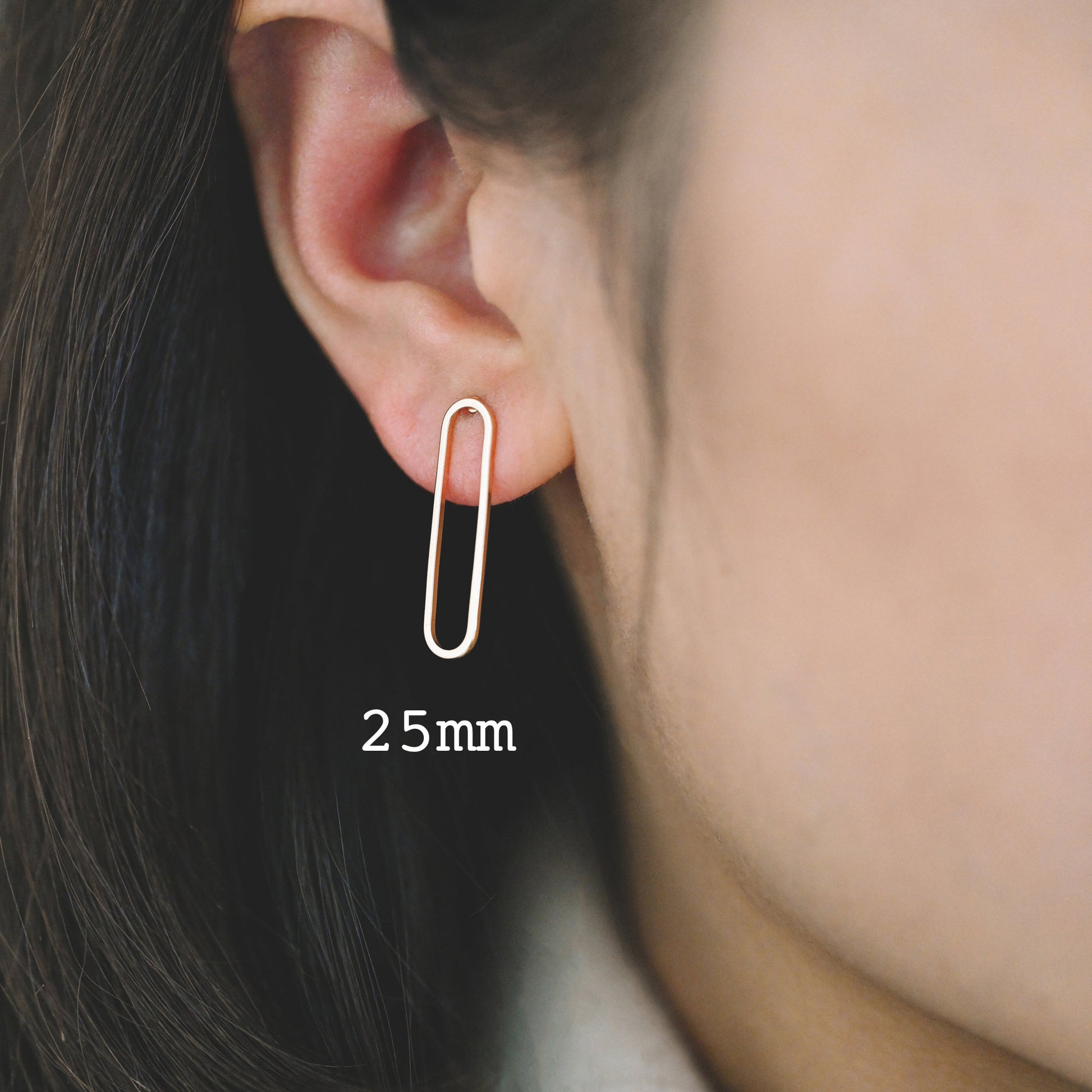 10pcs Long Oval Hoop Ear Posts, 18K Gold/ Rhodium plated Brass, Geometric Stud Earring, 20mm / 25mm, DIY Ear Wire Findings (GB-711)