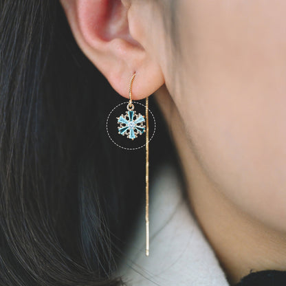 4pcs Gold Snowflake Charms: CZ Pave Aqua Rhinestone Pendants, 11x13mm (GB-713-G)