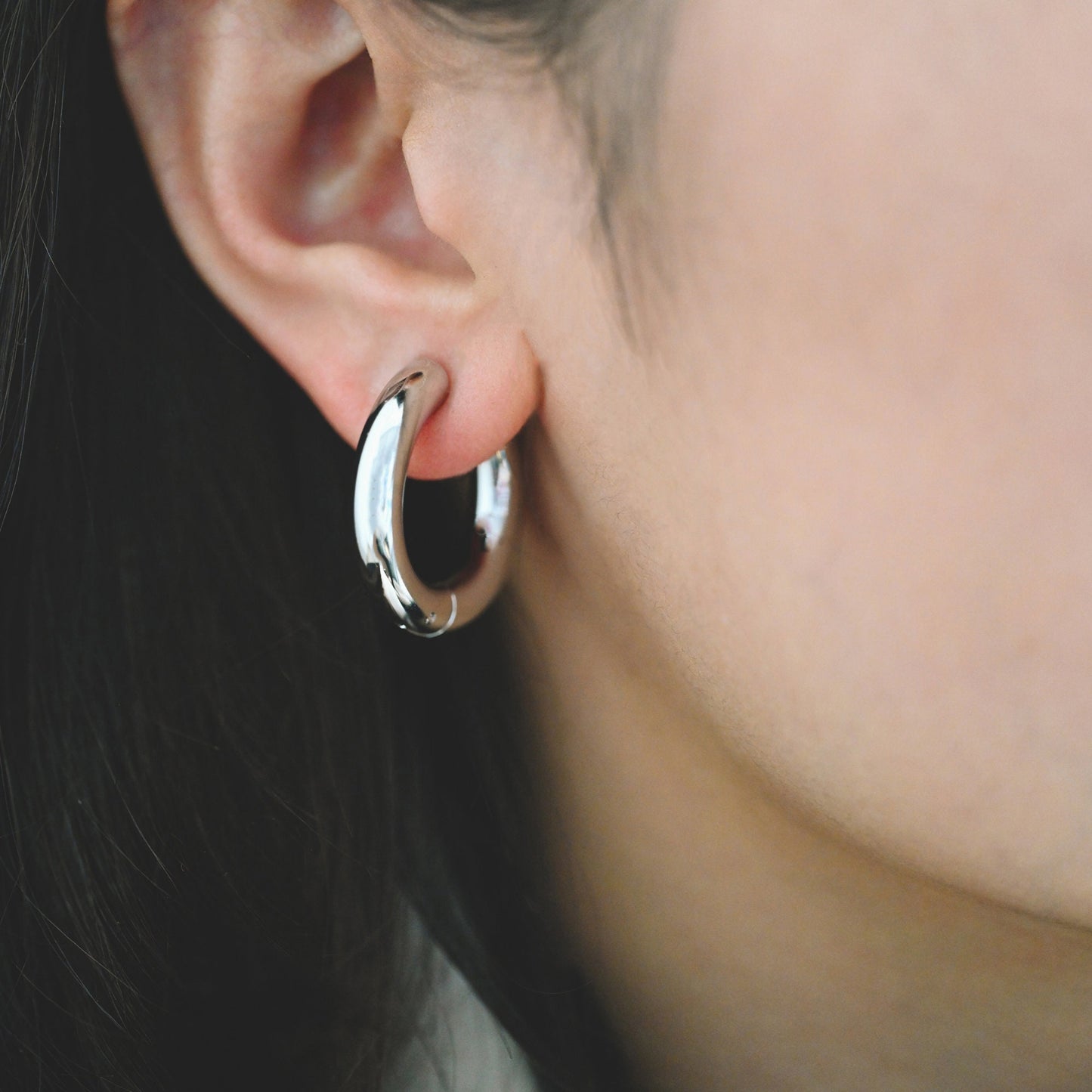 4pcs Gold Huggie Earrings, 5mm Thick by 20/ 22/ 24/ 26mm, Chunky Hoop Huggies, Gold plated Stainless Steel, Minimalist Earrings (GB-1484)