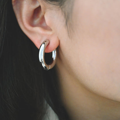 4pcs Gold Huggie Earrings, 5mm Thick by 20/ 22/ 24/ 26mm, Chunky Hoop Huggies, Gold plated Stainless Steel, Minimalist Earrings (GB-1484)