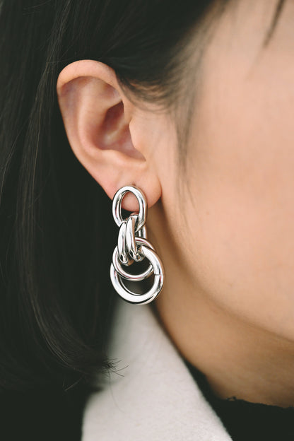 4pcs Gold / Silver Tone Thick Tube Hoops, Gold Hoop Earrings, Hollow Hoop Earrings, Chunky Hoops, Light Hoops (GB-1688)