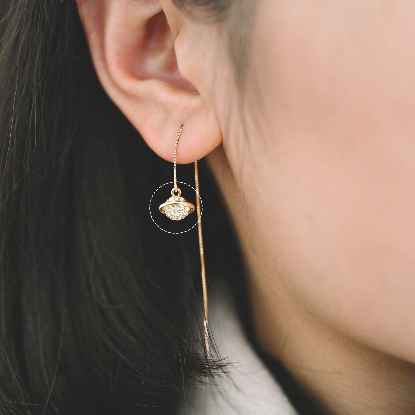 4pcs CZ Pave Gold Planet Charm, Tiny Saturn Charm 8x9mm, 18K Gold plated Brass, Saturn Pendants (GB-1173-A)