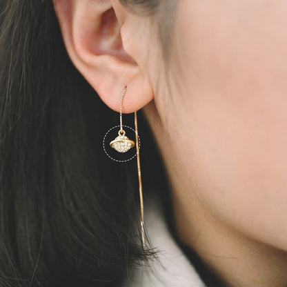 4pcs CZ Pave Gold Planet Charm, Tiny Saturn Charm 8x9mm, 18K Gold plated Brass, Saturn Pendants (GB-1173-A)