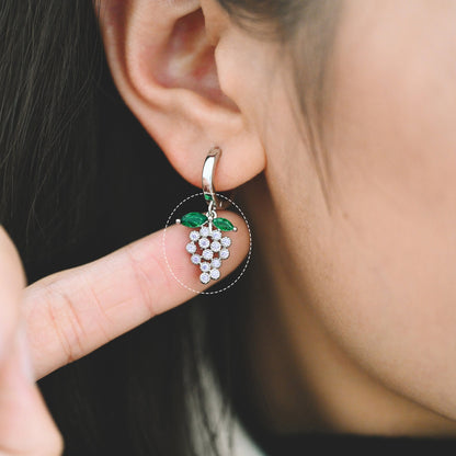 4pcs CZ Pave Gold/ Silver Tone Grape Charms, 16x13mm, 18K Gold/ rhodium plated Brass Grape Pendants (GB-1760)