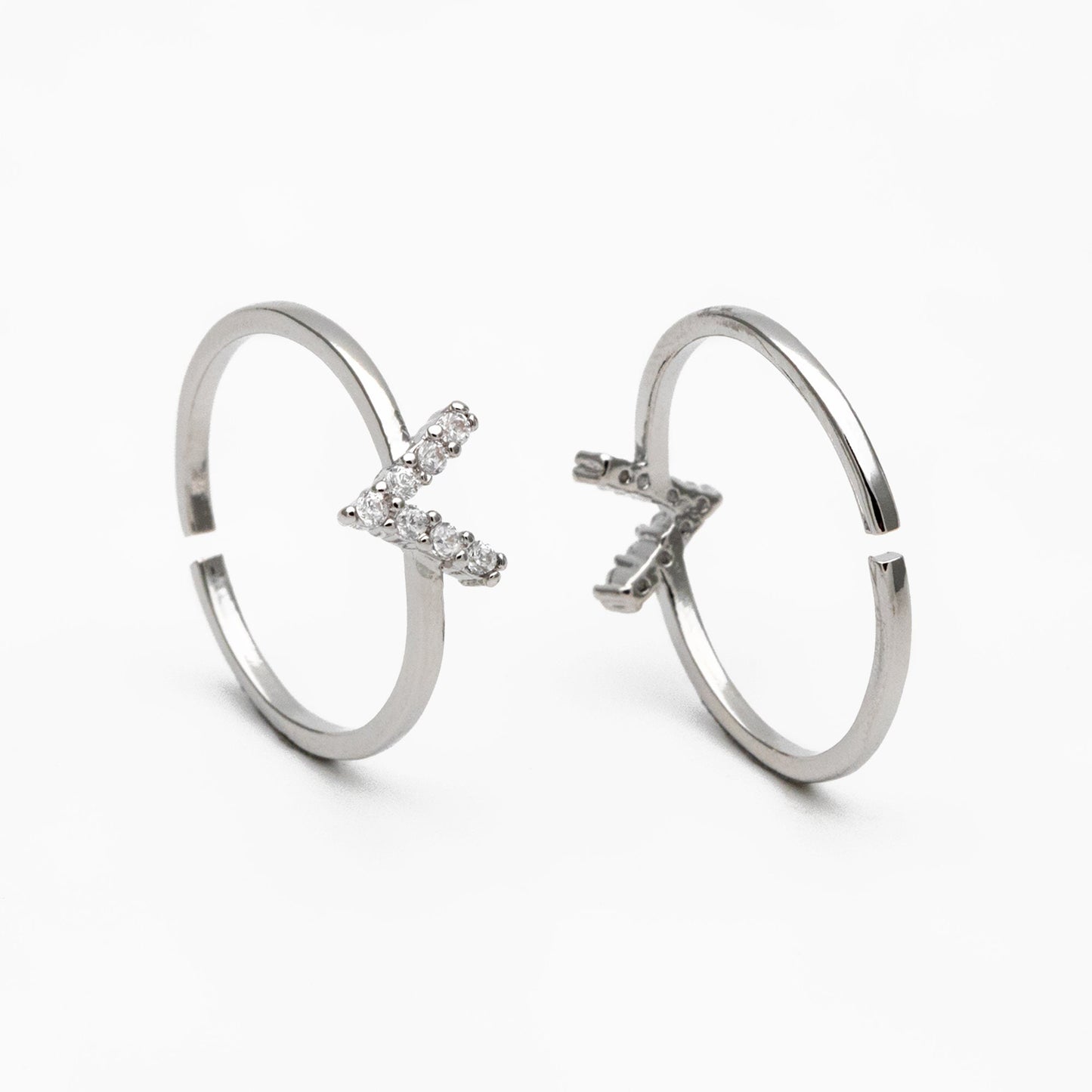 4pcs CZ Pave Gold/ Silver V Ring, Dainty Ring, Thin Ring, Everyday Ring (#GB-4216)