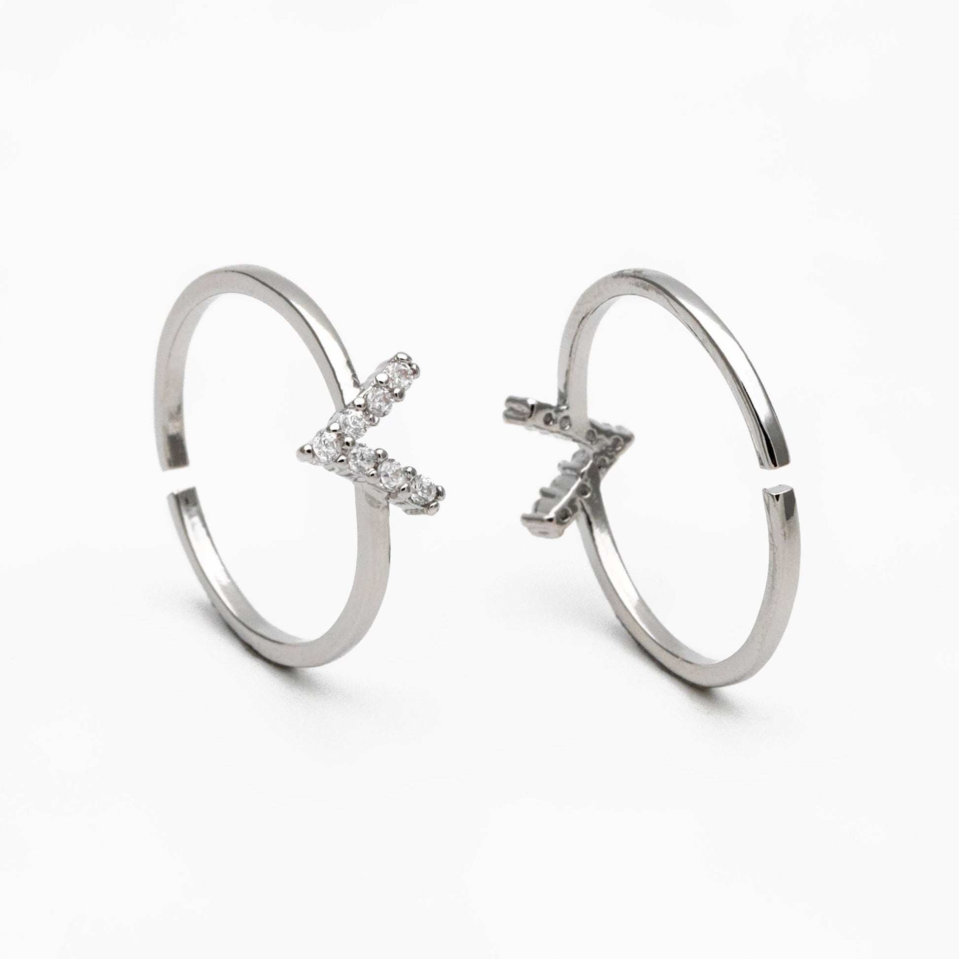 4pcs CZ Pave Gold/ Silver V Ring, Dainty Ring, Thin Ring, Everyday Ring (#GB-4216)