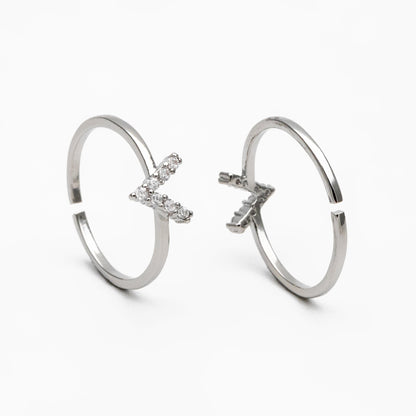 4pcs CZ Pave Gold/ Silver V Ring, Dainty Ring, Thin Ring, Everyday Ring (#GB-4216)