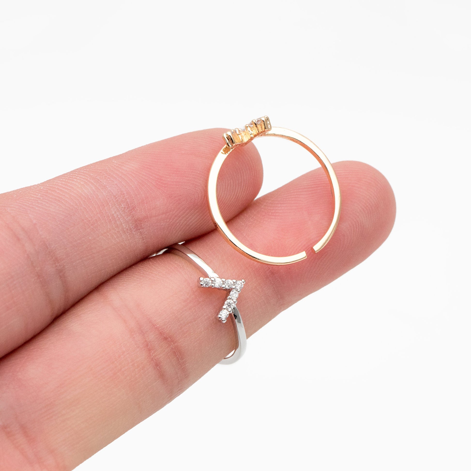 4pcs CZ Pave Gold/ Silver V Ring, Dainty Ring, Thin Ring, Everyday Ring (#GB-4216)