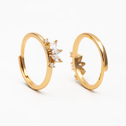 4pcs CZ Pave Crown Ring, Modern Style Ring, Fashion Rings, Dainty Rings, Adjustable Ring (#GB-4219)