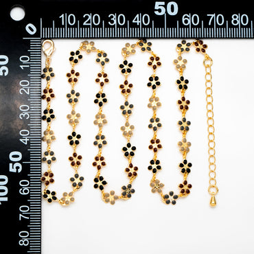 Enamel Flower Chain, Finished Bracelet/ Anklet/ Necklace with Extender Chain, Adjustable Rainbow Jewelry, Ready to Wear (#LK-581-8)