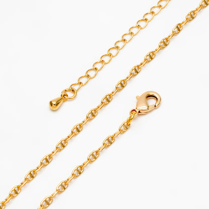 Gold Mariner Anchor Chain 2mm, Oval Link Chain, Finished Bracelet/ Anklet/ Necklace with Extender Chain, Ready to Wear (#LK-583)