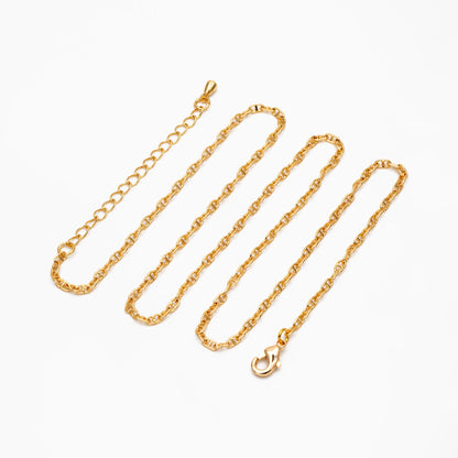 Gold Mariner Anchor Chain 2mm, Oval Link Chain, Finished Bracelet/ Anklet/ Necklace with Extender Chain, Ready to Wear (#LK-583)