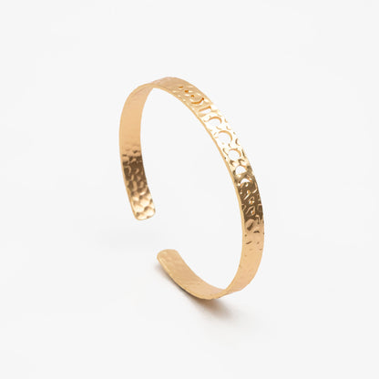 1pcs Gold Moon Phases Bangle Bracelet, Gold Plated Brass, Celestial Bracelet (GB-4222)