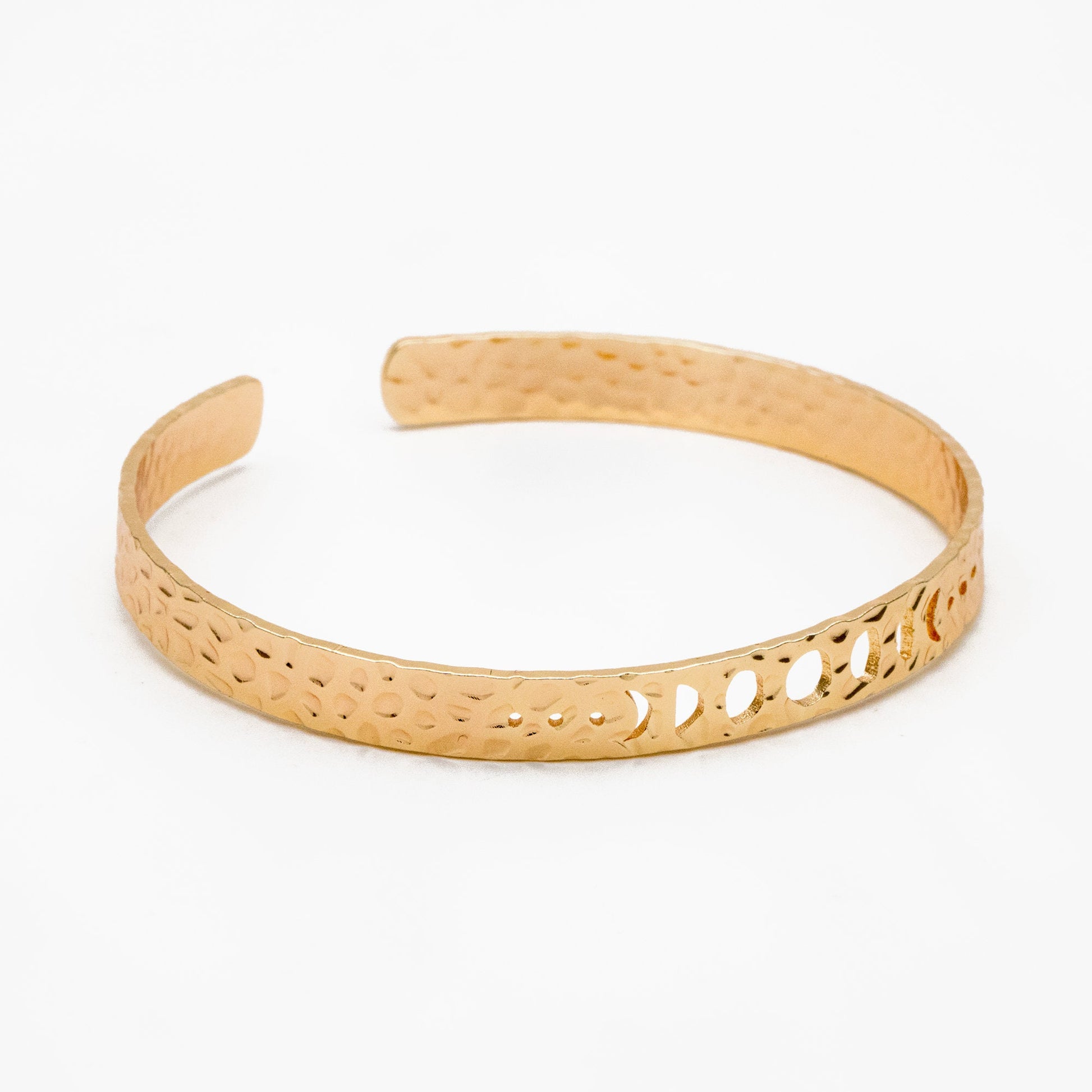 1pcs Gold Moon Phases Bangle Bracelet, Gold Plated Brass, Celestial Bracelet (GB-4222)