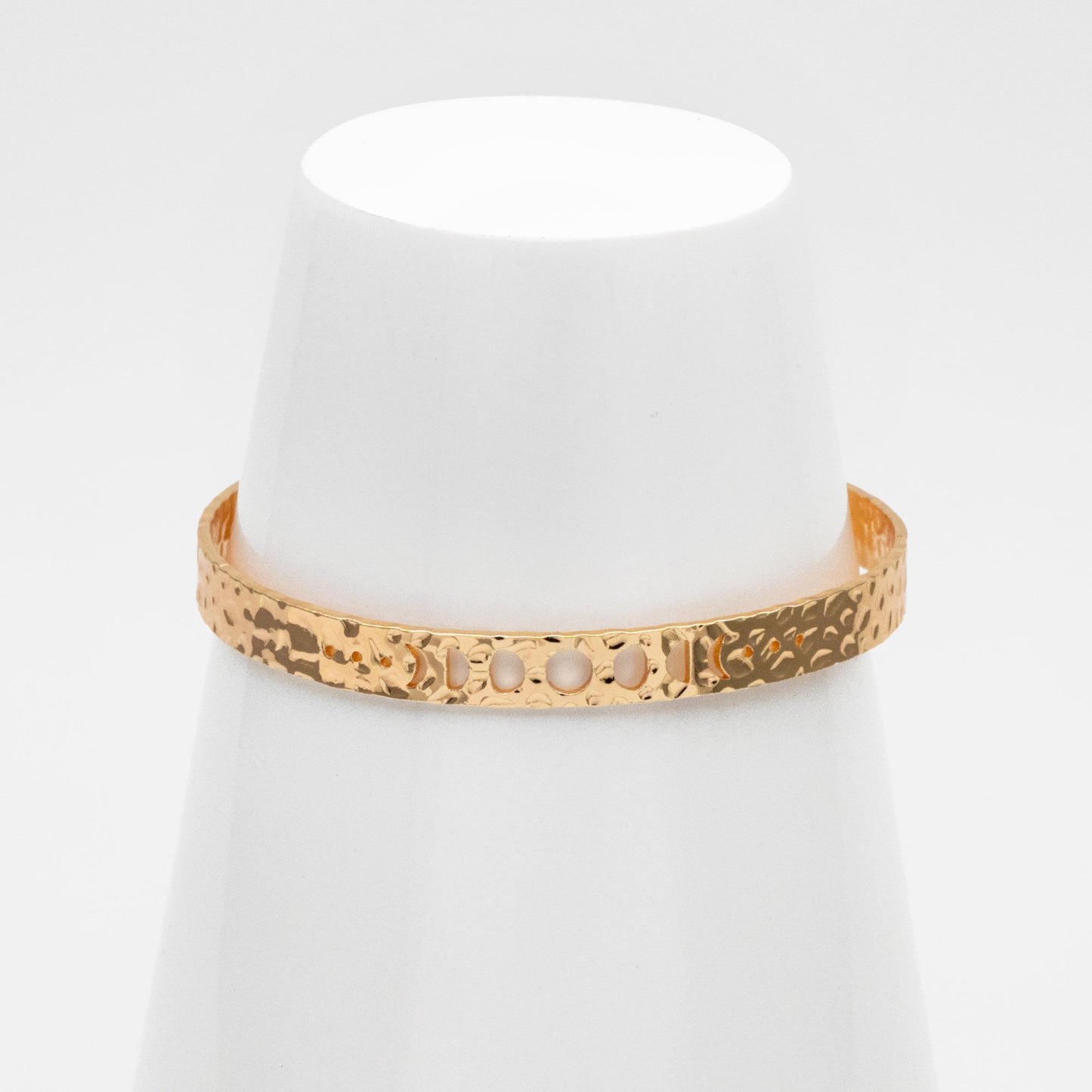 1pcs Gold Moon Phases Bangle Bracelet, Gold Plated Brass, Celestial Bracelet (GB-4222)