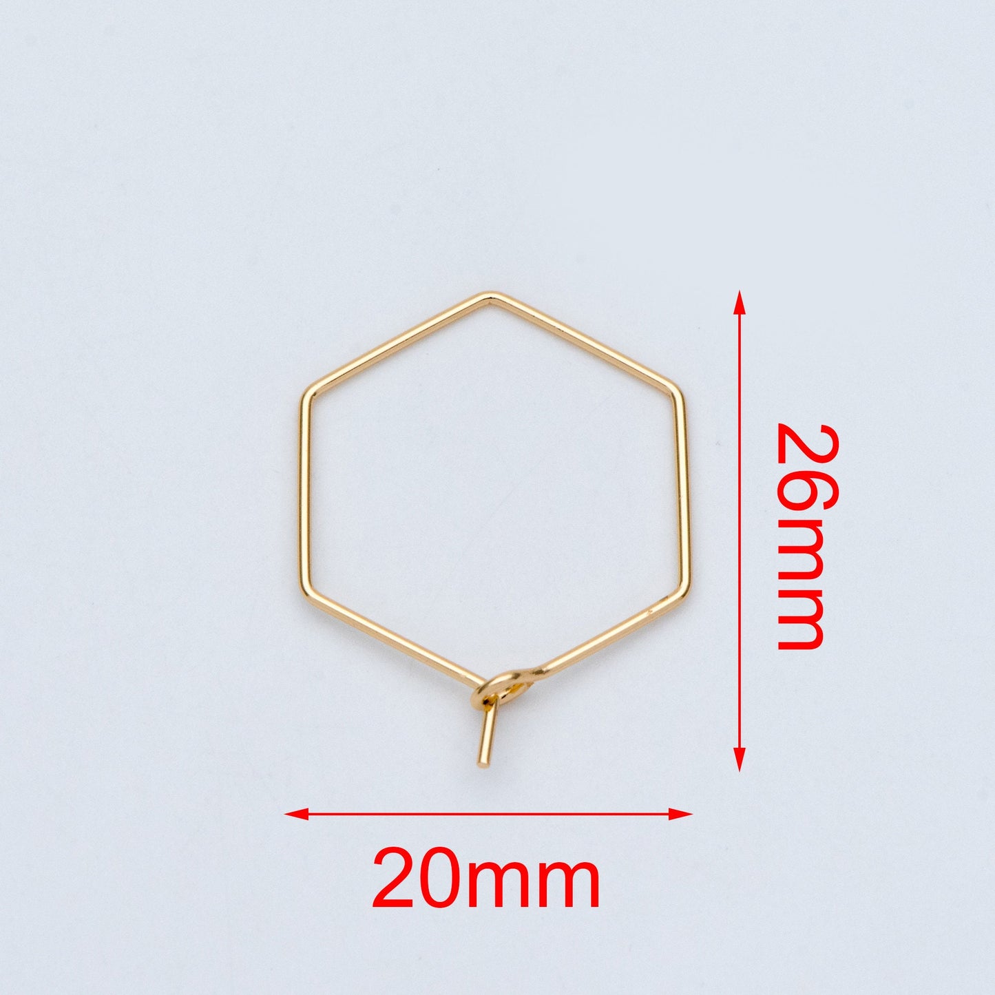 10pcs Gold/ Silver Tone Hexagon Earring Hoops, Geometric Ear Wire Charm Pendants, Threader Earring Components (GB-699)