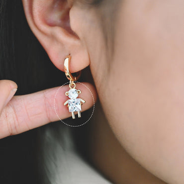 10pcs Gold Boy and Girl Charms 18mm, Gold plated Brass Cubic Zirconia Pendants (GB-172)