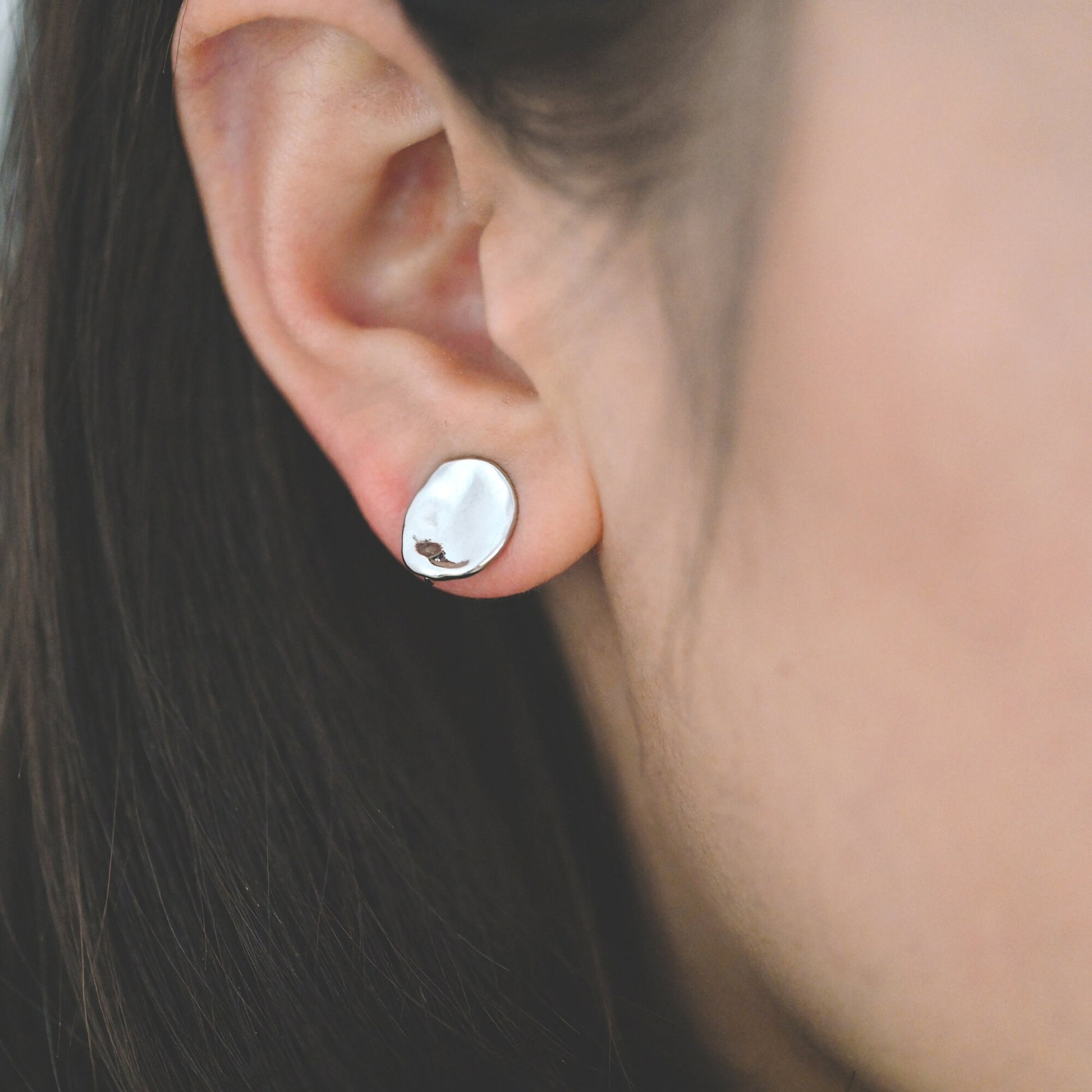 10pcs Gold/ Silver waved Round Disc textured Ear Posts 12x10mm, 18K Gold/ Rhodium plated Brass, Geometric Stud Earring Components (GB-1161)