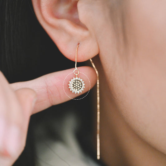 10pcs CZ Pave Gold Round Sunflower Charms 10x9mm, 18K Gold plated Brass, Disk Sun Pendants (GB-1058)