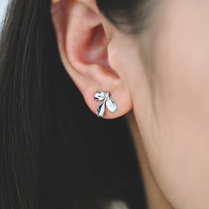 10pcs Gold/ Silver Tone Leaf Earring with Loop, Gold Plated Brass Stud Earrings, DIY Ear Findings (GB-1086)