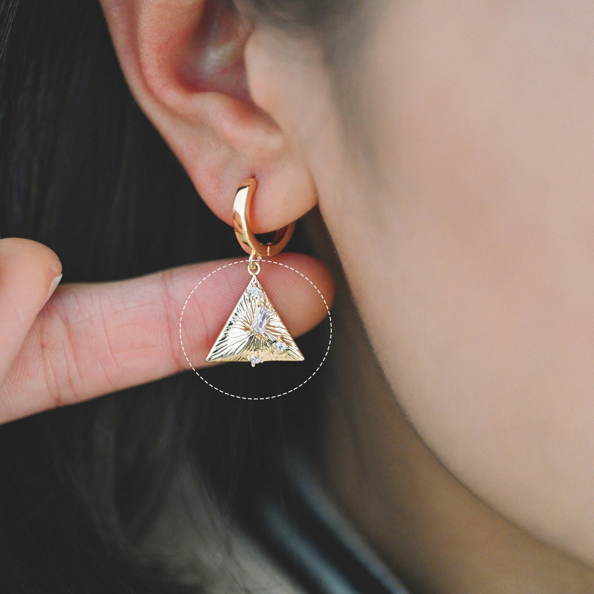 10pcs CZ pave Gold Triangle Charms 16x15.5mm, Geometric Earring Pendants (GB-1165)