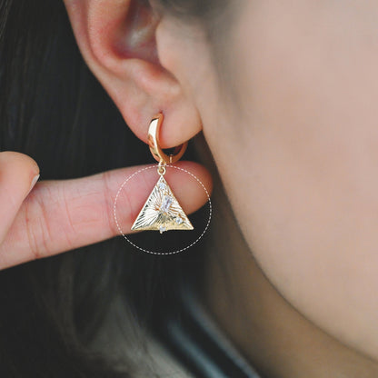 10pcs CZ pave Gold Triangle Charms 16x15.5mm, Geometric Earring Pendants (GB-1165)
