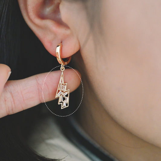 4pcs Gold plated Brass CZ Pave lightning Charm,lightning Pendant 24x8mm (GB-1191)