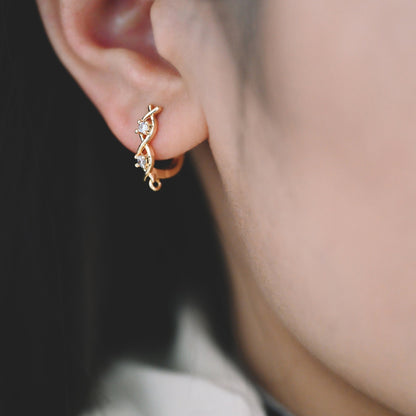 4pcs CZ Pave Gold Click-in Style Lever Back Earring Wires with Loop, Earring Findings (GB-3904-A)