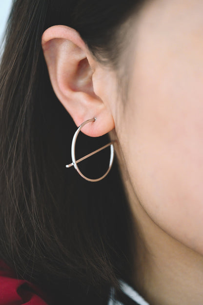 10pcs Gold/ Silver plated Brass Earring Posts, Geometric Circle Stud Earring, Circle Size 35mm (GB-509)