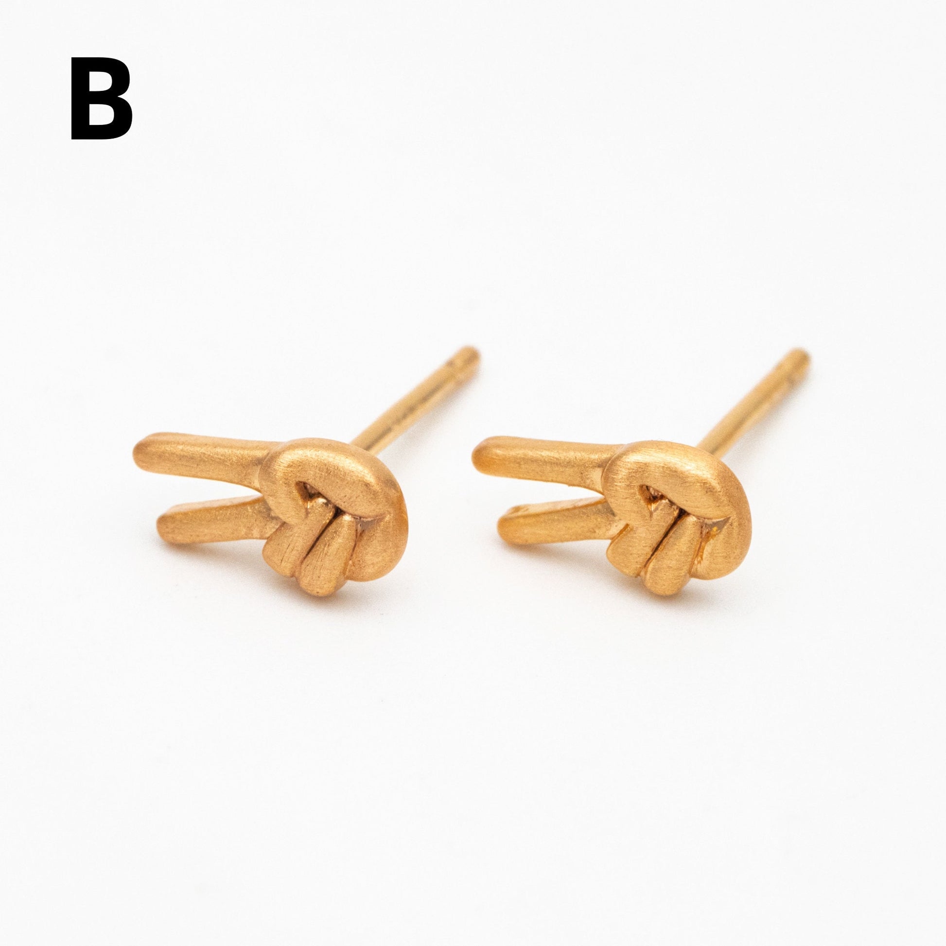 10pcs Gold Gesture Earrings, Gold Plated Brass, Minimalist Stud Earrings (GB-4105)