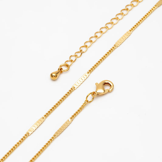 Dainty Gold/ Silver tone Flat Link Chains, Finished Bracelet/ Anklet/ Necklace with Extender Chain, Ready to Wear (#LK-177)
