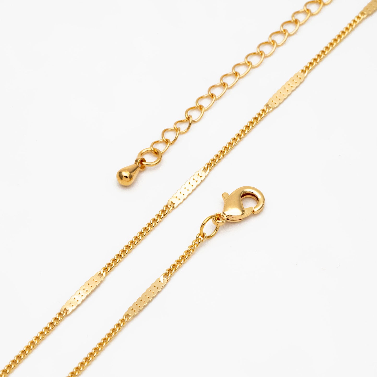 Dainty Gold/ Silver tone Flat Link Chains, Finished Bracelet/ Anklet/ Necklace with Extender Chain, Ready to Wear (#LK-177)