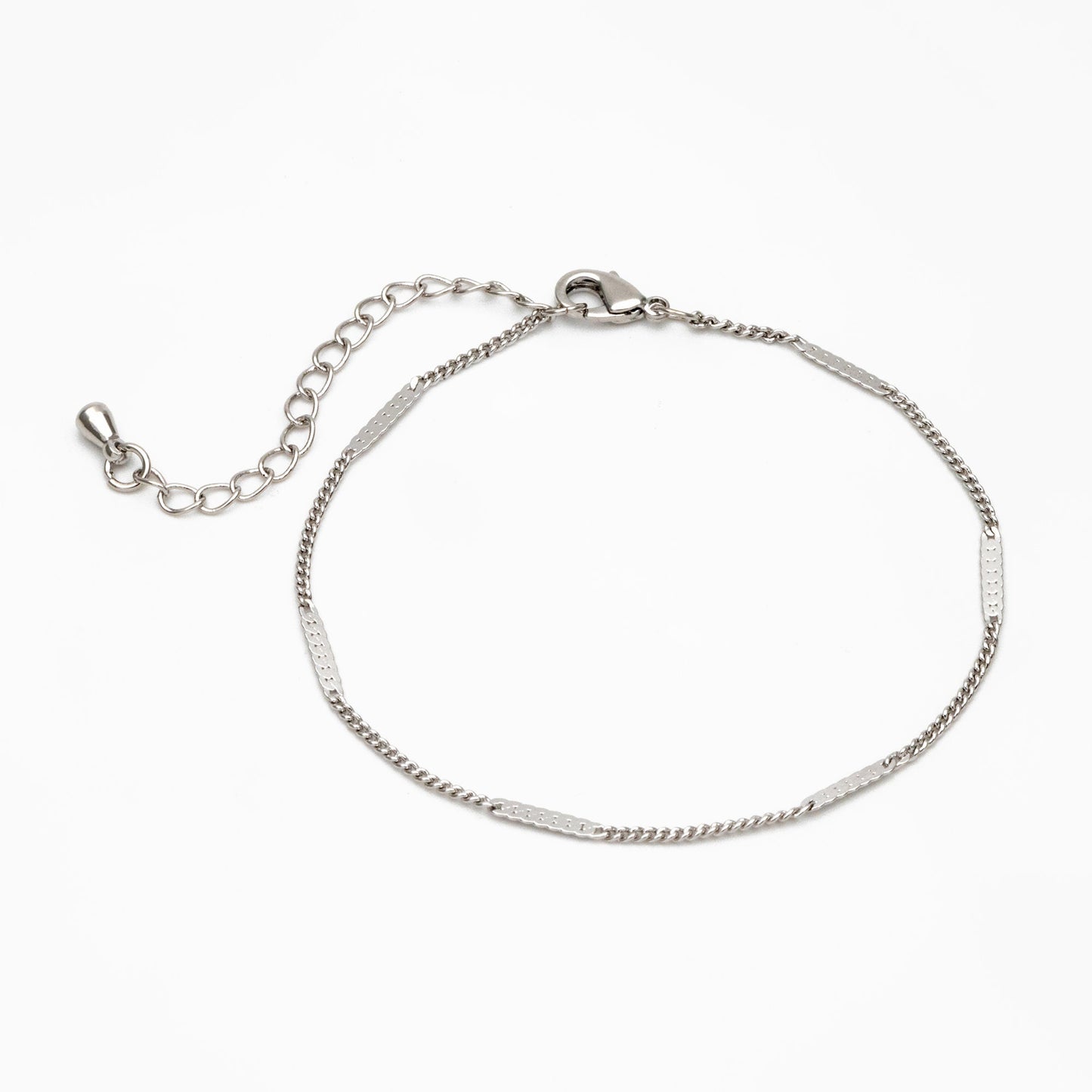 Dainty Gold/ Silver tone Flat Link Chains, Finished Bracelet/ Anklet/ Necklace with Extender Chain, Ready to Wear (#LK-177)