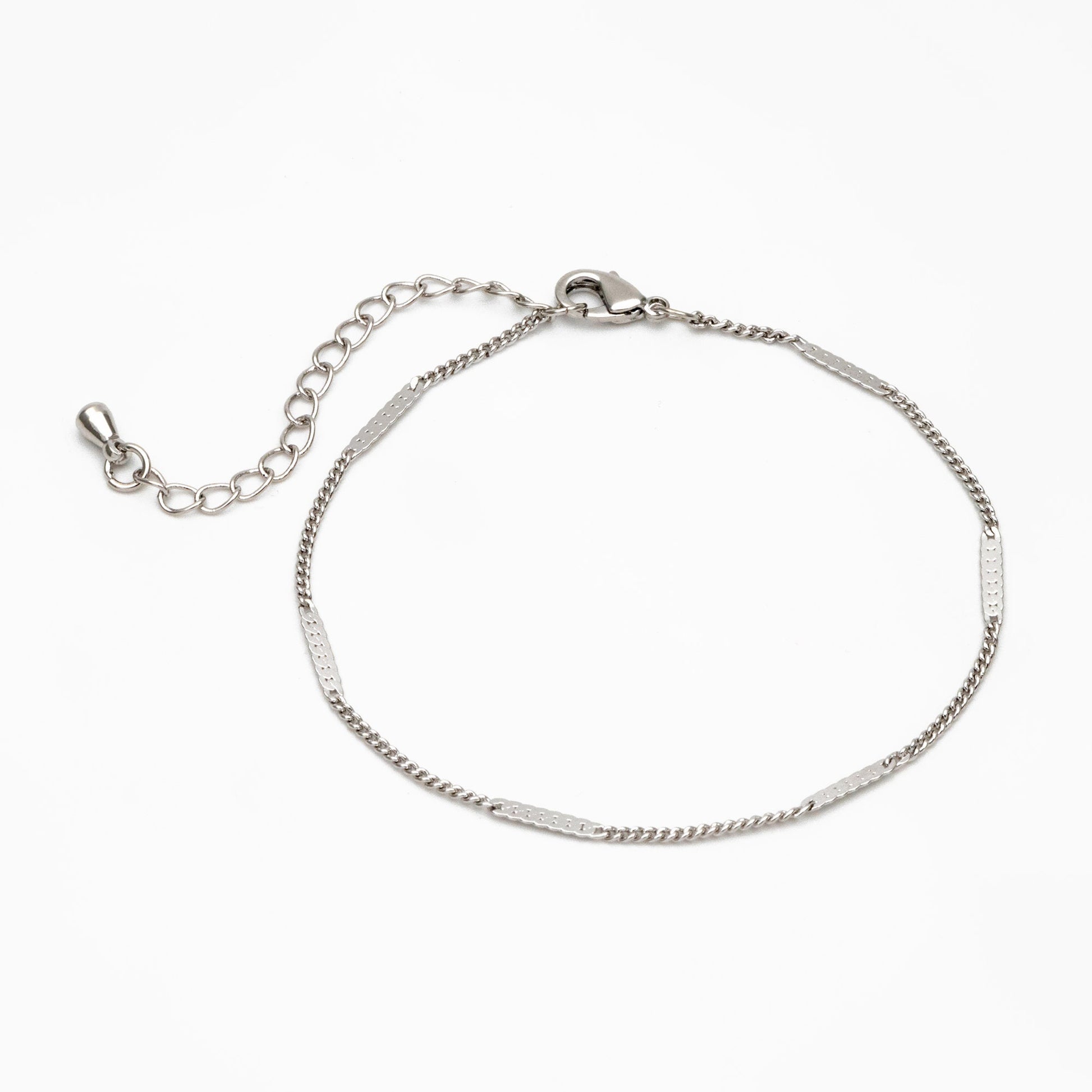 Dainty Gold/ Silver tone Flat Link Chains, Finished Bracelet/ Anklet/ Necklace with Extender Chain, Ready to Wear (#LK-177)