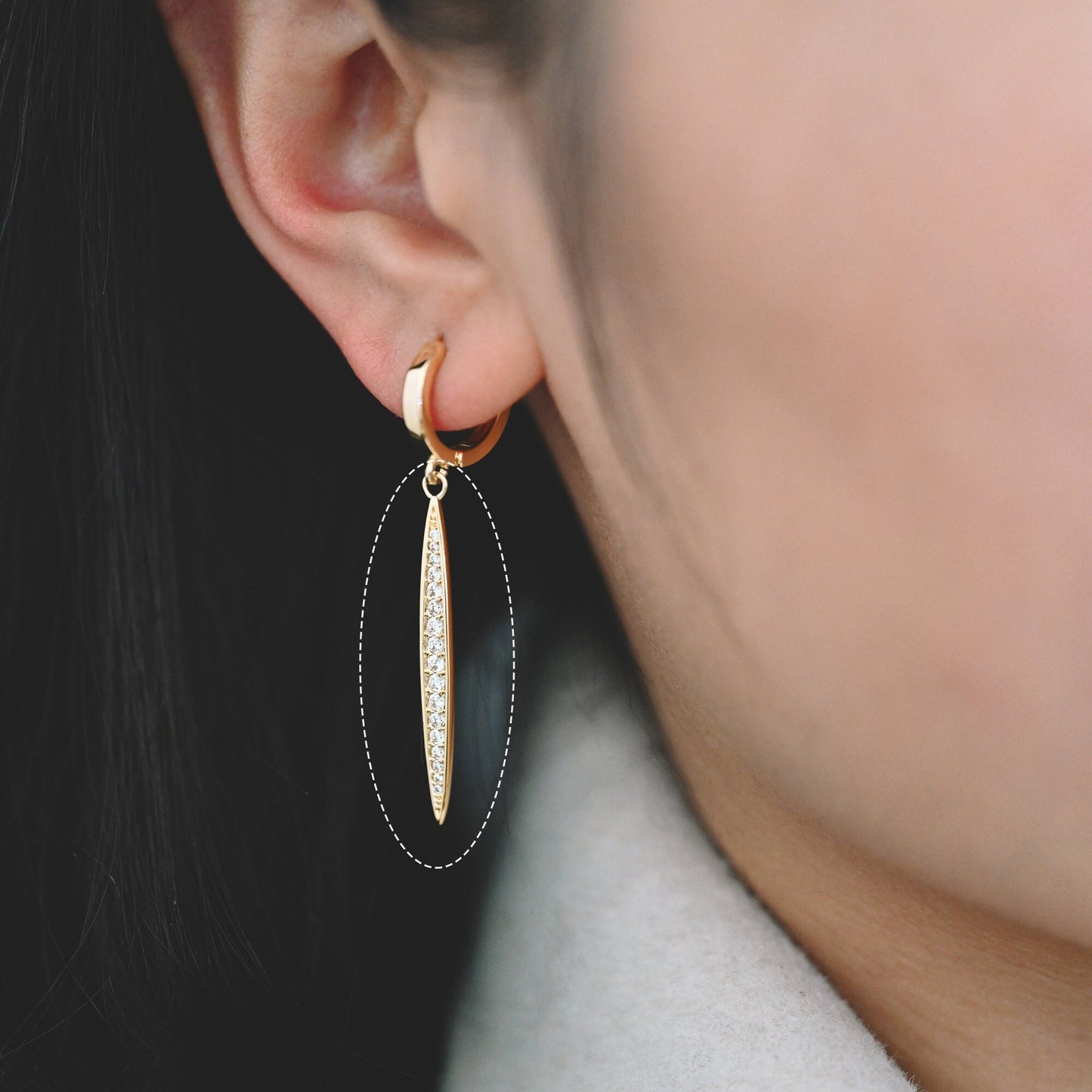 4pcs CZ Micro Pave Bar Pendants 35mm, 18K Gold plated Brass, Cubic Zirconia Stick Charm (GB-830)