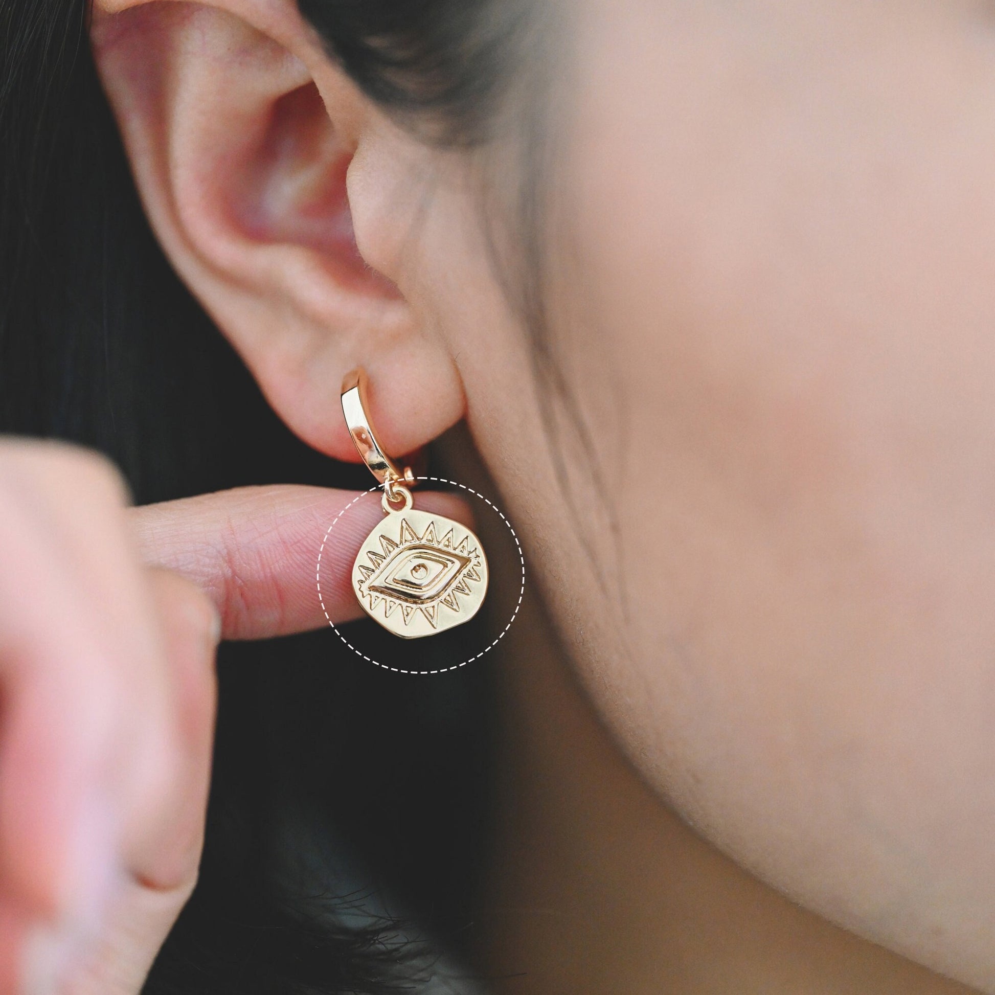 4pcs Gold/ Silver Textured Evil Eye Charms 15.5x13.5mm, 18K Gold/ Rhodium plated Brass, Evil Eye Pendants (GB-4085-B)